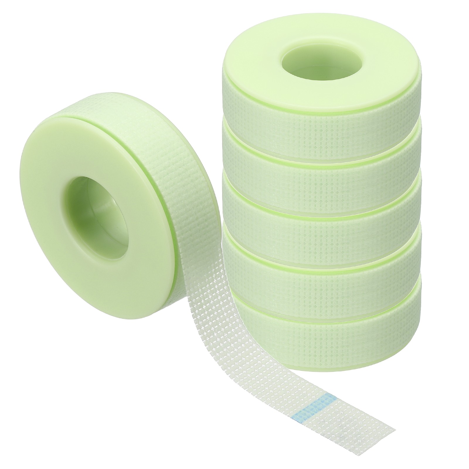 0.5in x 9.84yd Eyelash Tape, 6 Rolls Eye Lash Tape Silicone Breathable, Green
