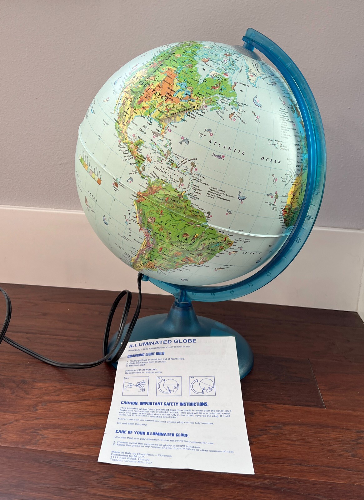 Nova Rico Florence Illuminated Globe Earth Lamp Night Light 17" with Manual