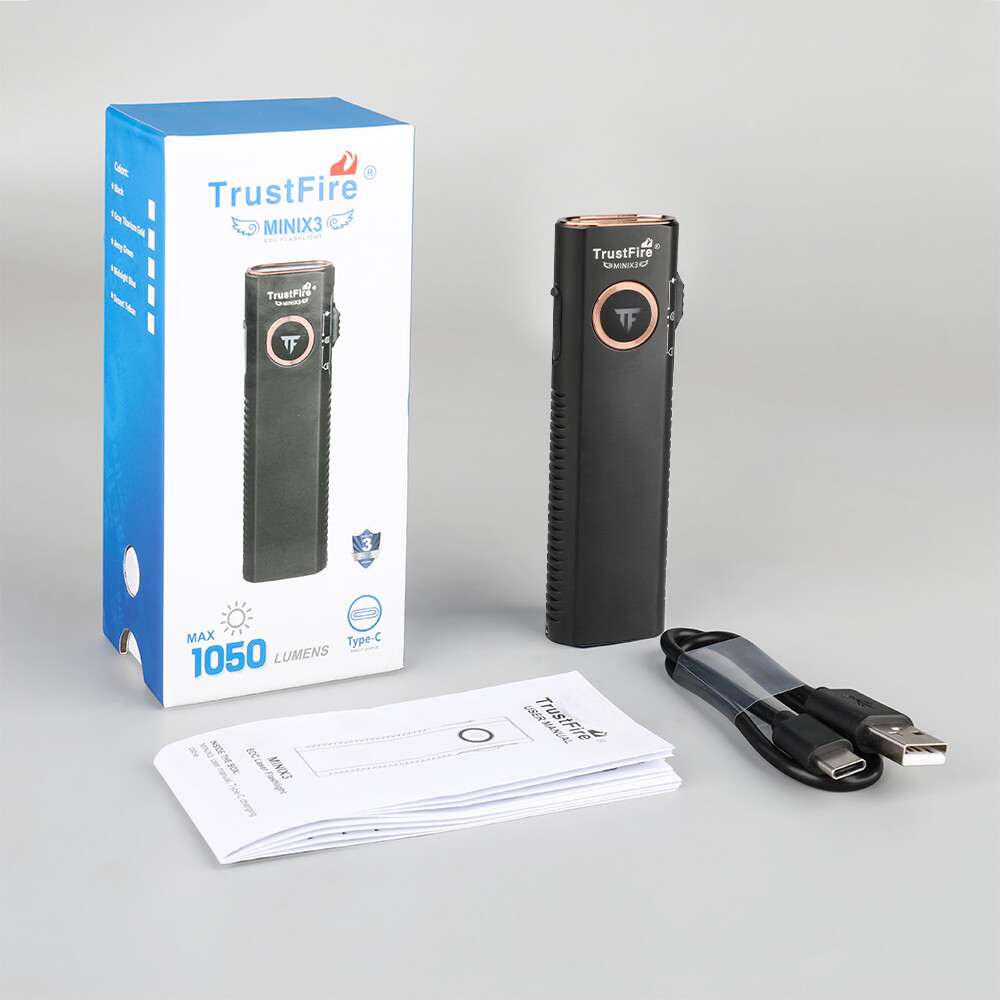 TrustFire MiniX3 Rechargeable EDC Flashlight 1050LM/4 Light Sources Pocket Light