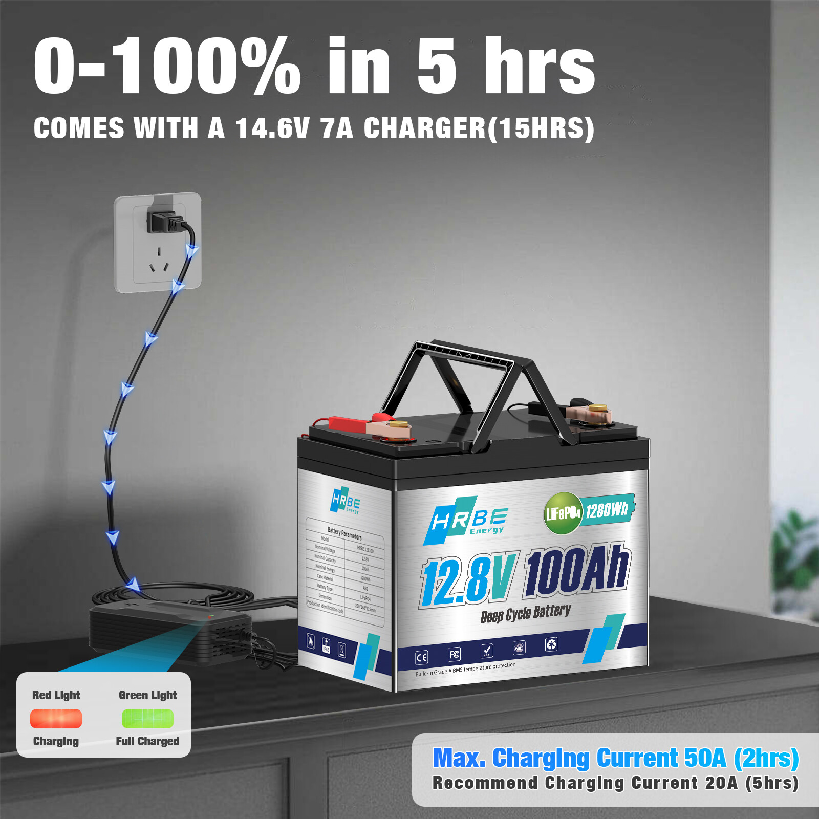 2 Pack 12V 100Ah LiFePO4 Deep Cycle Lithium Battery 100A BMS for Solar RV 24V