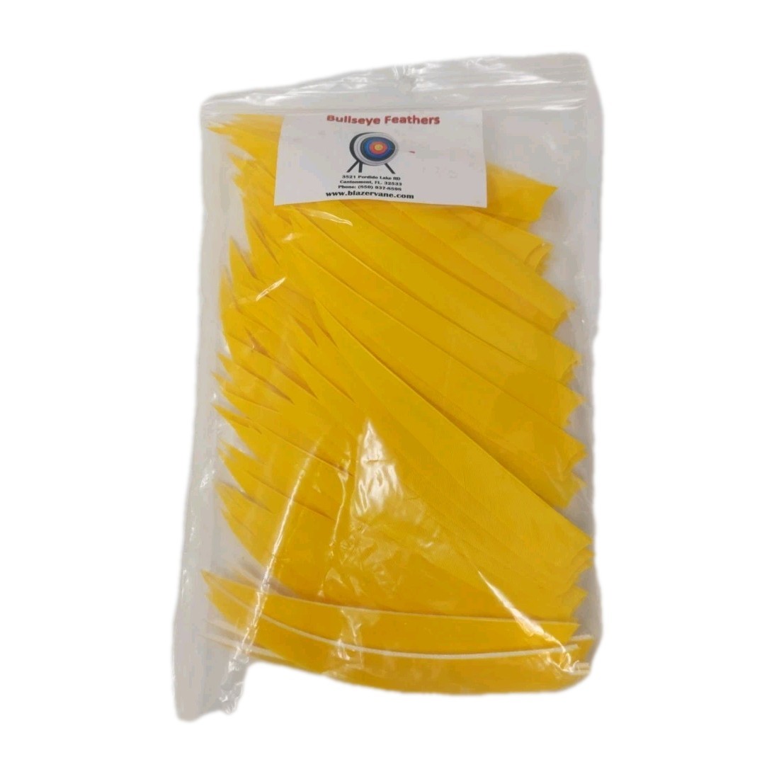 100pk Bullseye Archery Feathers 5" Right Wing: Shield Solid Sun Yellow