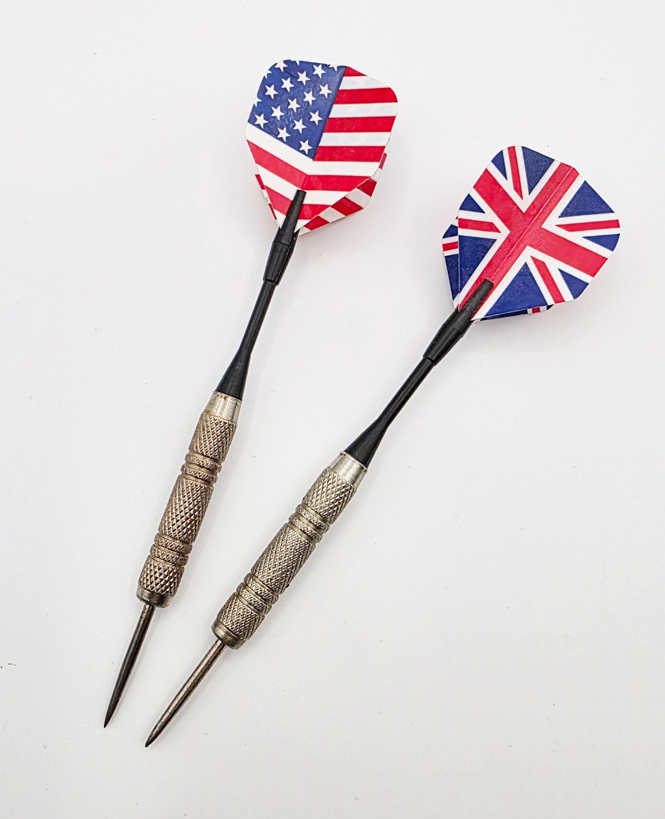 Vintage Brass Darts Set - USA & UK Flag Steel Tips- For Dartboard Game