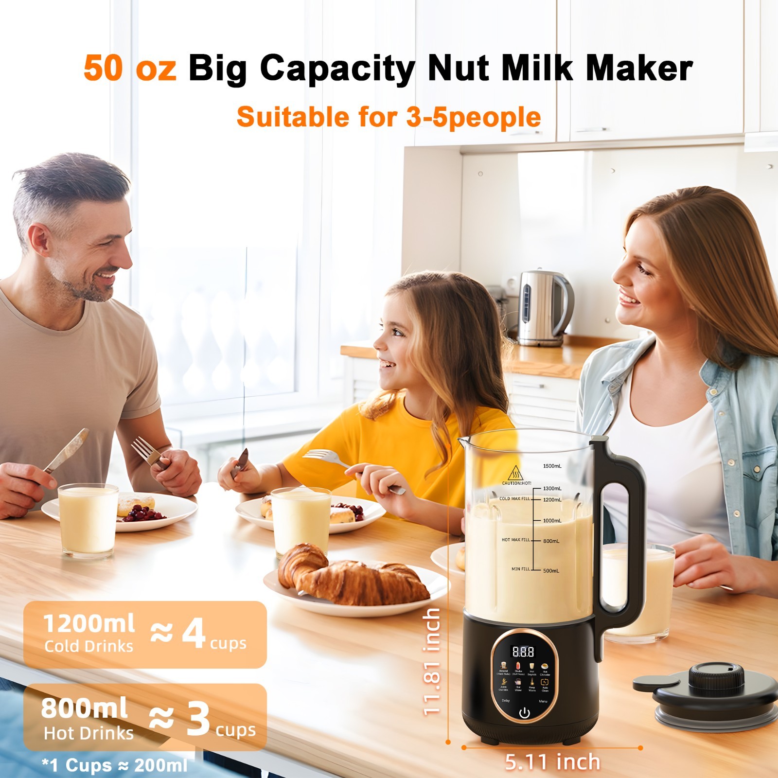 50oz 10-in-1 Nut Milk Maker Automatic Soy Milk Machine,Delay Setting,Self Clean