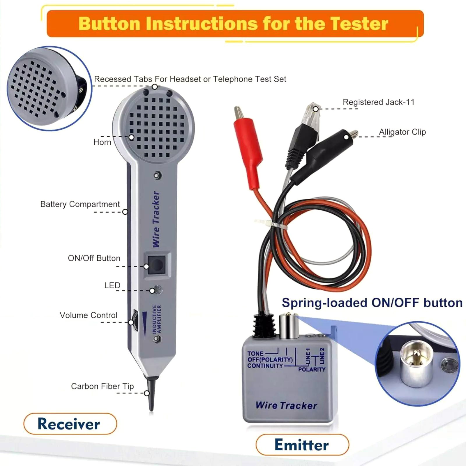 Tone Generator Kit Wire Tracer Kit Features LED Indicator Proximity Lighting