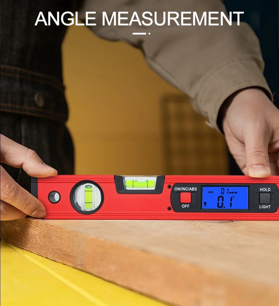 24" Digital Magnetic Level IP54 Electronic Angle Finder Protractor 360° with LED