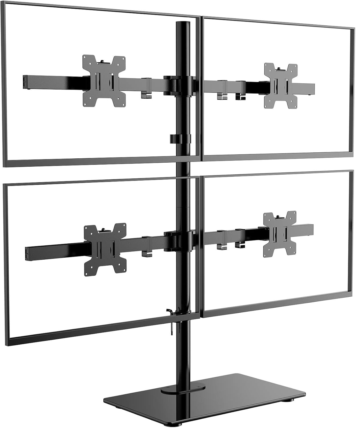 Quad Monitor Stand, Height Adjustable Free-Standing Monitor Desk Mount, fits