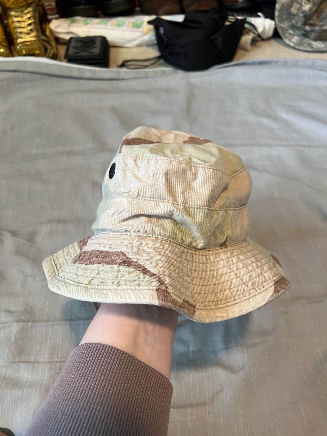 Vintage US Military 3-Color Desert Camo Boonie Hat Sun Hot Weather