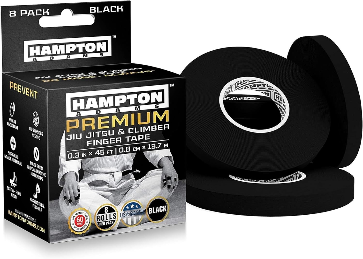 8 Pack Pro Finger Tape For Bjj, Bouldering, Crossfit | Ultimate Protection & ..