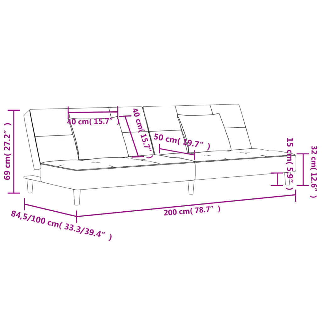 2-Seater Sofa Bed with Two Pillows Dark Green Velvet