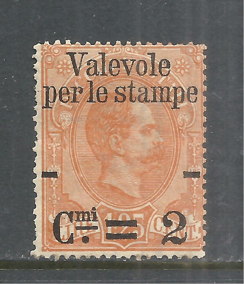 ITALY SCOTT 62 MNG FINE - 1890 2c on 1.25l ORANGE SURCHARGED ISSUE   CAT $55