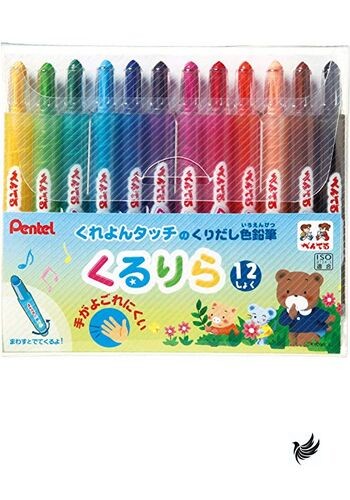 Pentel Kururira Twist Crayon - 12 Color Set (japan import)