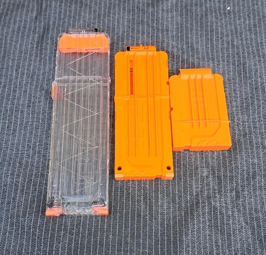 Lot of 3 NERF Magazines 6, 12, & 18 Capacity Dart Round Clip Magazines