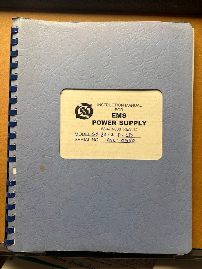 Electronic Measurements Inc Instruction Manual EMS Power Supply 60-80-2-D-LB EMI