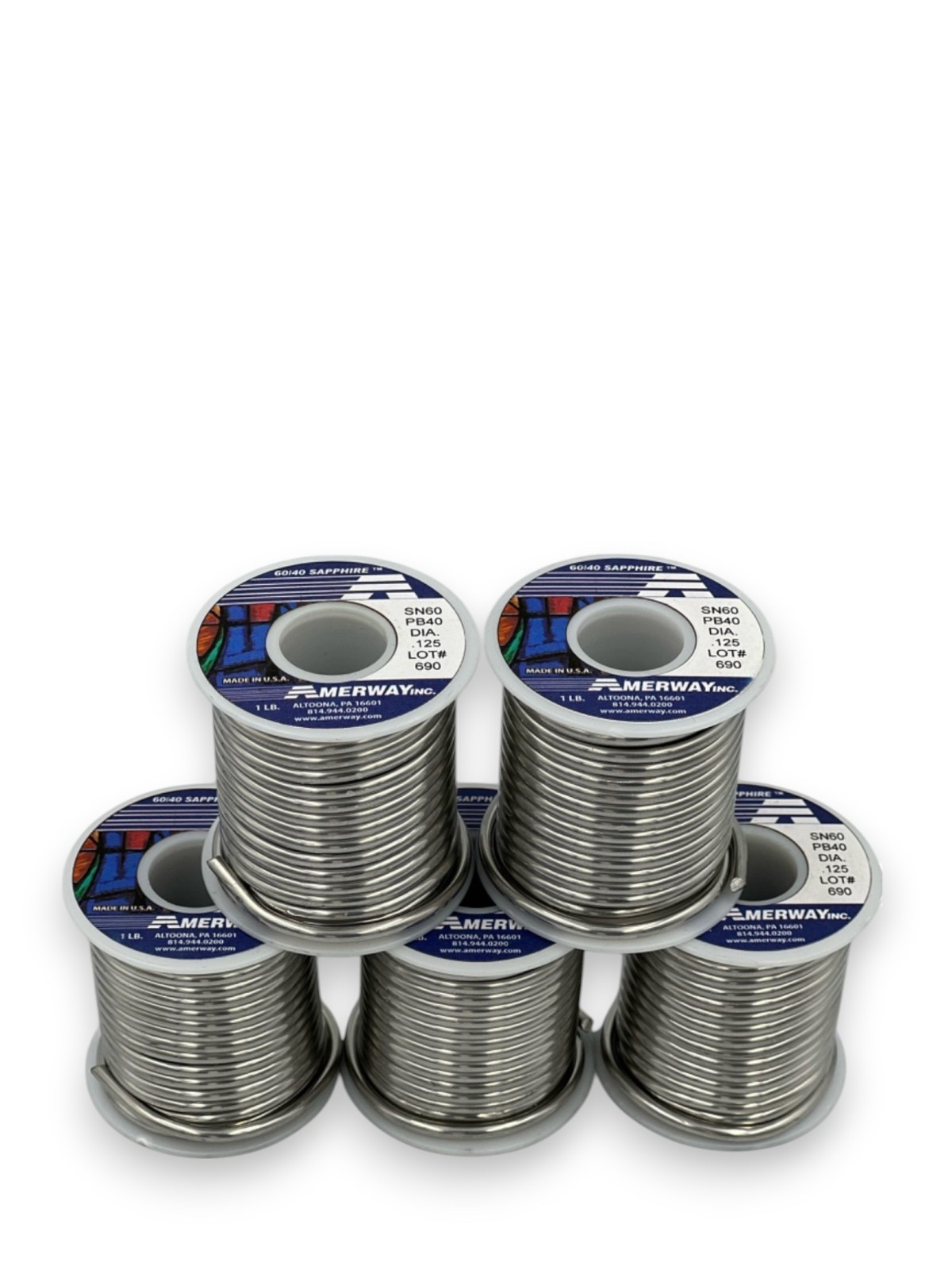 Amerway Sapphire 60/40 Solder for Stained Glass (5 Pack) - $25.95 ea.