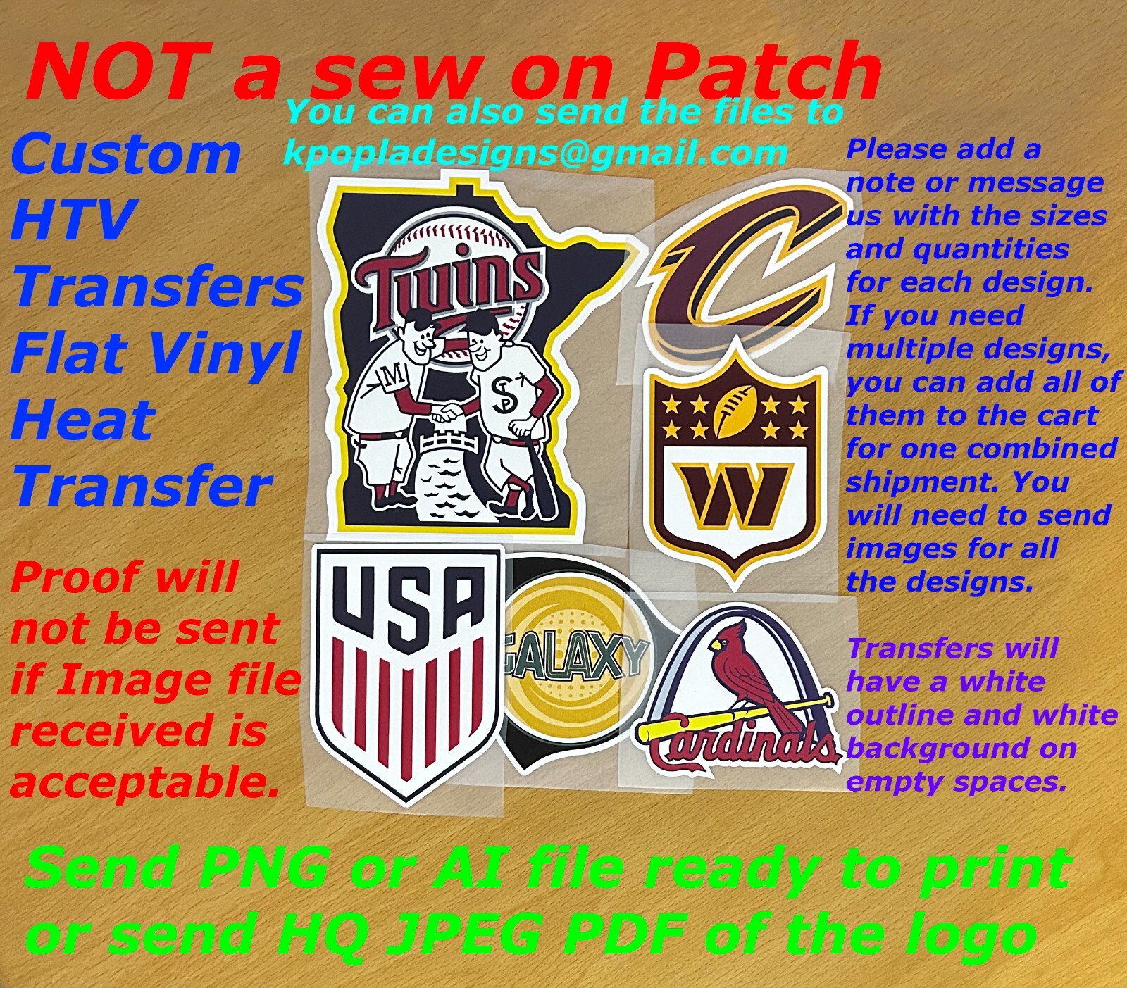 $50 Order Min. Custom Logo University College Sport Team Heat Transfer Vinyl HTV