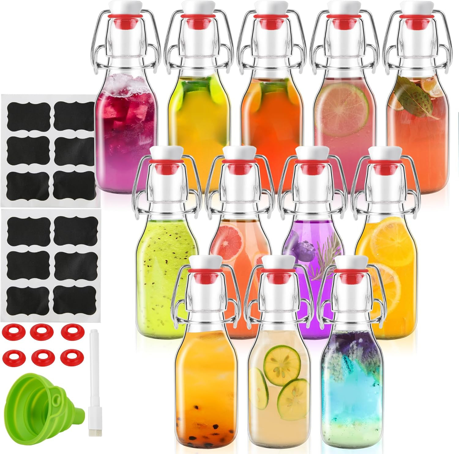 12 Pack 4 Oz Swing Top Glass Bottles,Flip Top Glass Bottles with Airtight Caps f