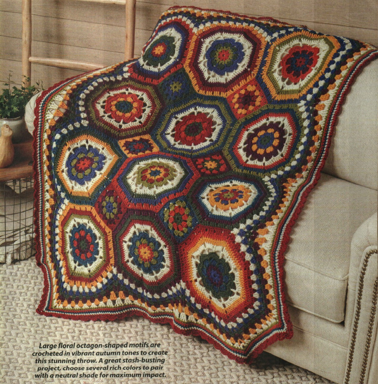 OCTIE THROW AFGHAN HOME DECOR CROCHET PATTERN INSTRUCTIONS HTF