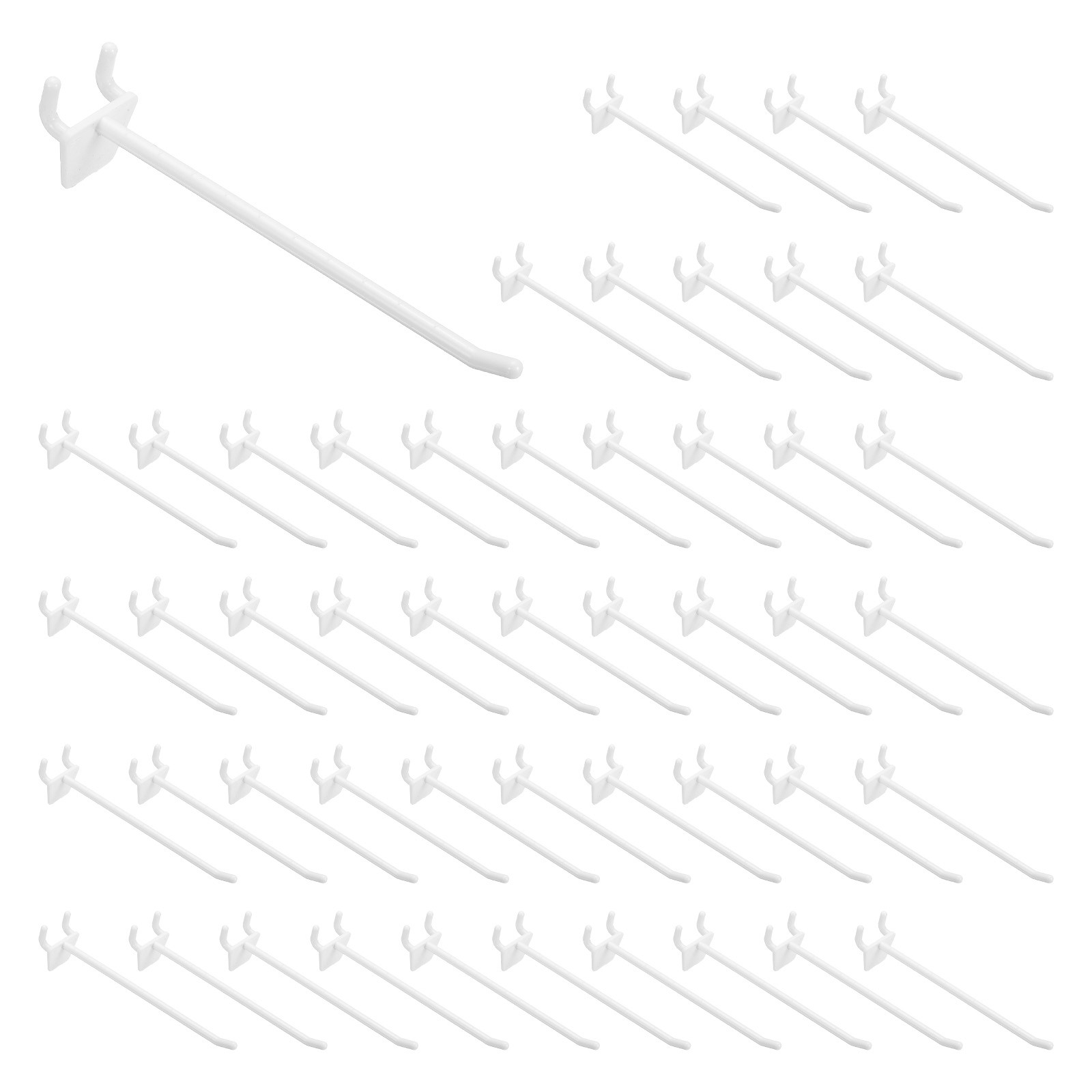 50 Pcs Pegboard Hooks, 6" Plastic Display Hooks for Craft Organization, White