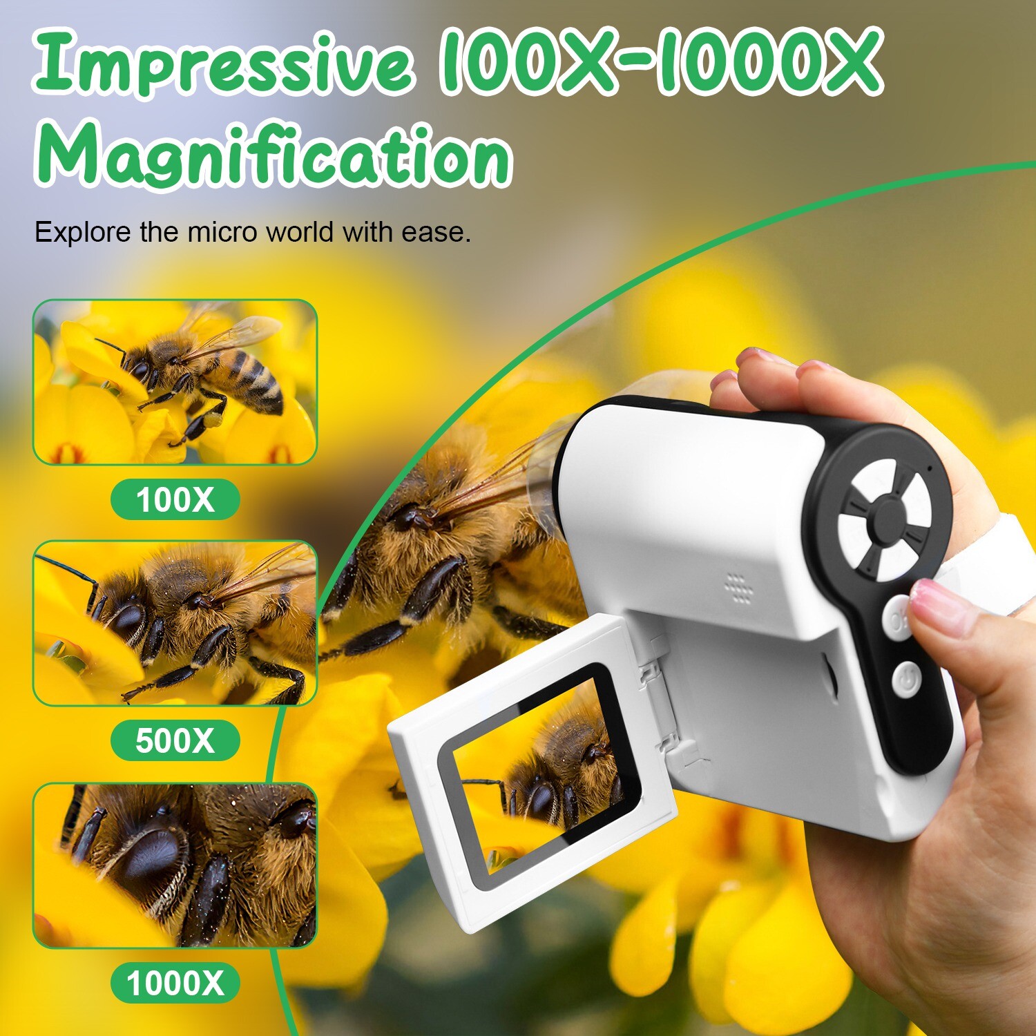 Portable Handheld Microscope DV Camera Pocket Telescope 100X-1000X Magnification