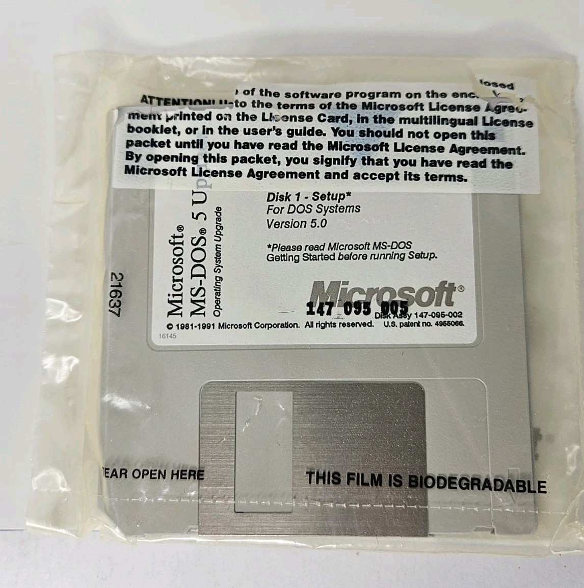 Microsoft MS-DOS 5.0 Upgrade 3.5" Software Operating System Disks NEW Open Box