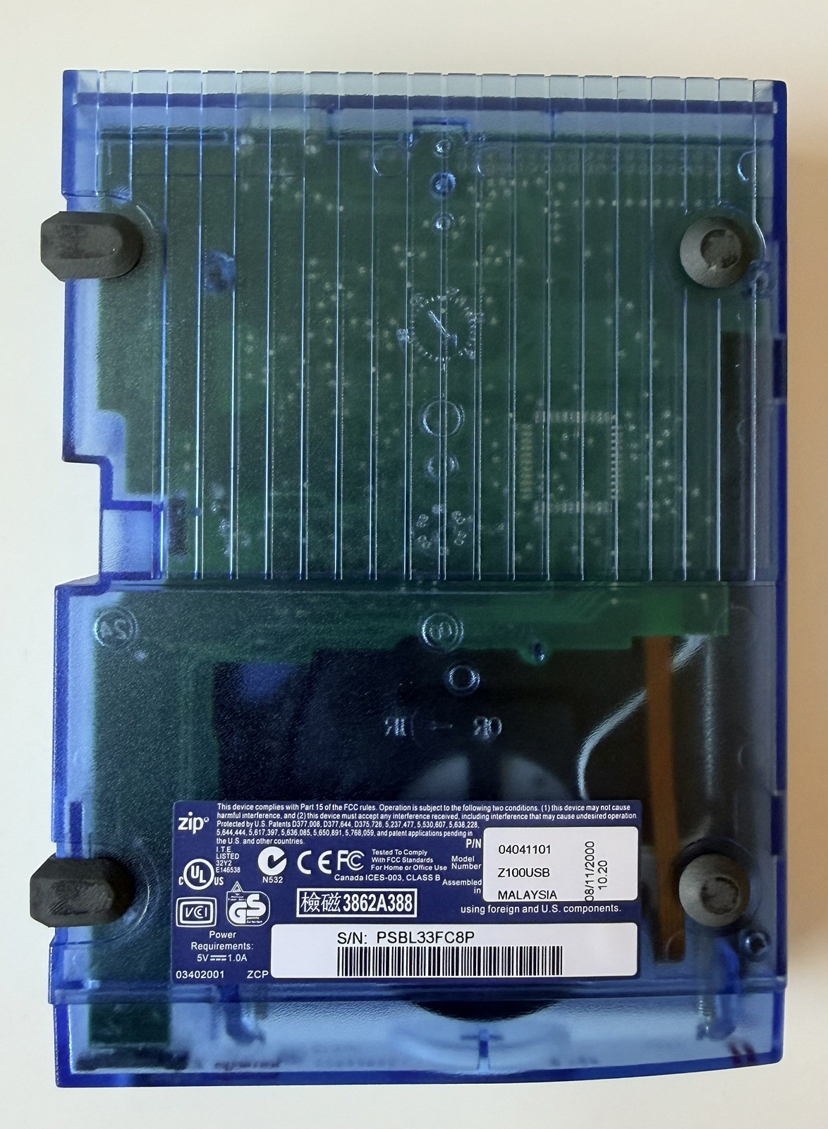 Iomega Zip 100 USB External Drive Blue Transparent-parts read description