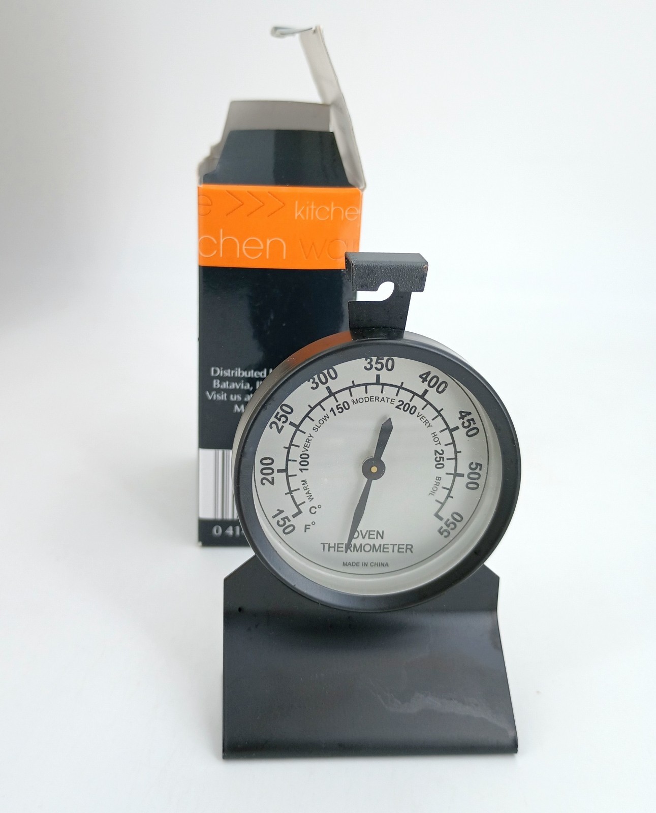 Oven Thermometer Black Steel Classic Stand Up Hang Food Meat Temperature Gauge