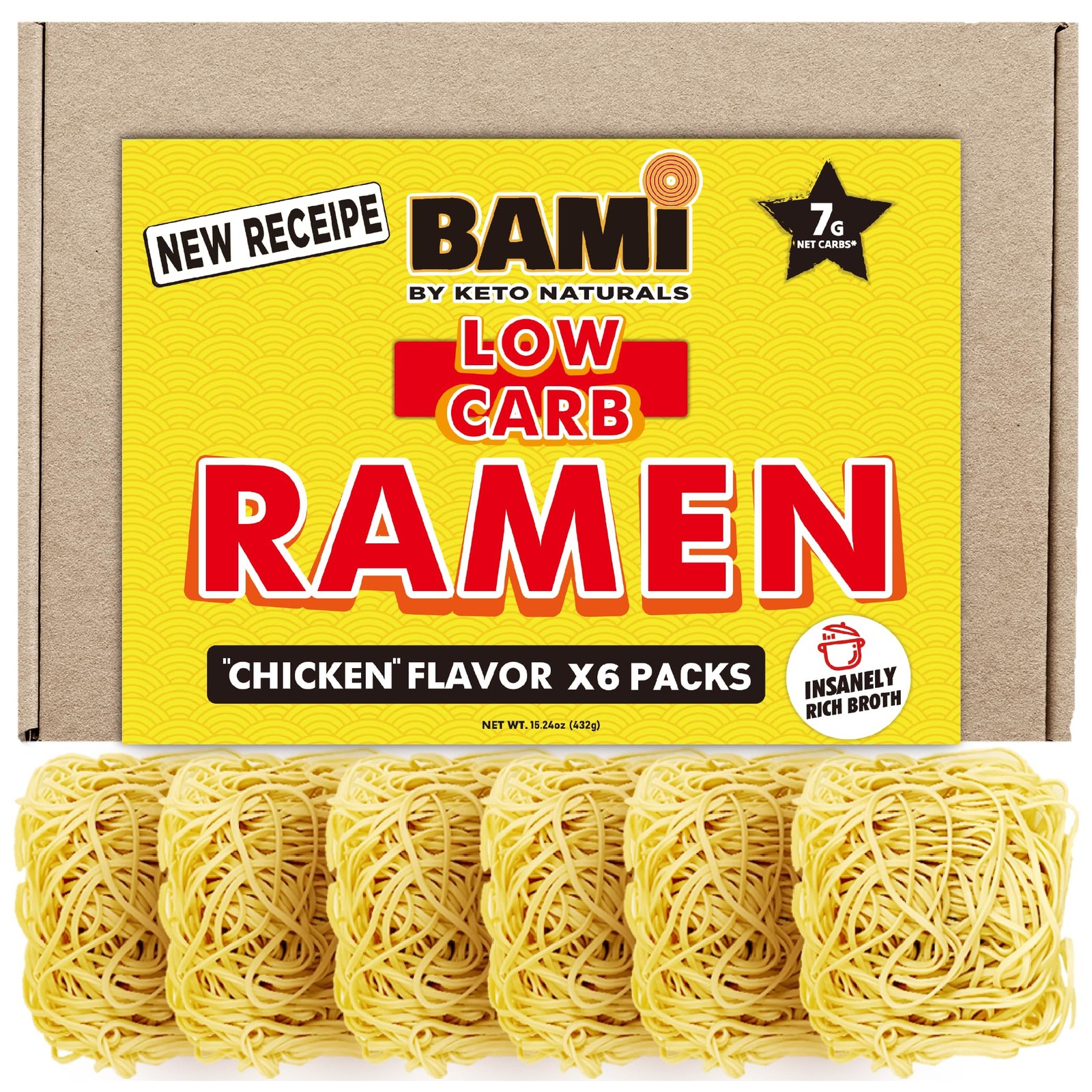 Low Carb ramen noodles (Chicken flavor 6 packs) Keto 3.13 Ounce (Pack of 6)