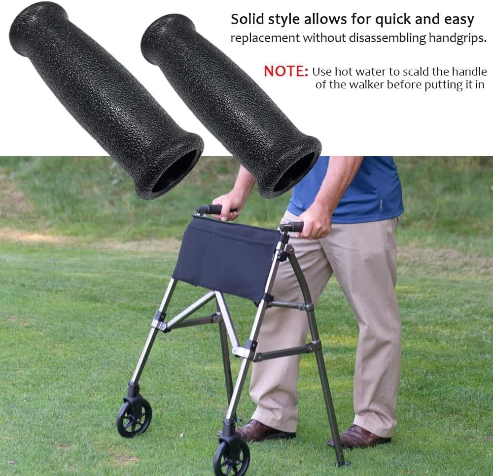 Rollator Walker Crutch Hand Grips Replacement for Elderly & Disabled Black