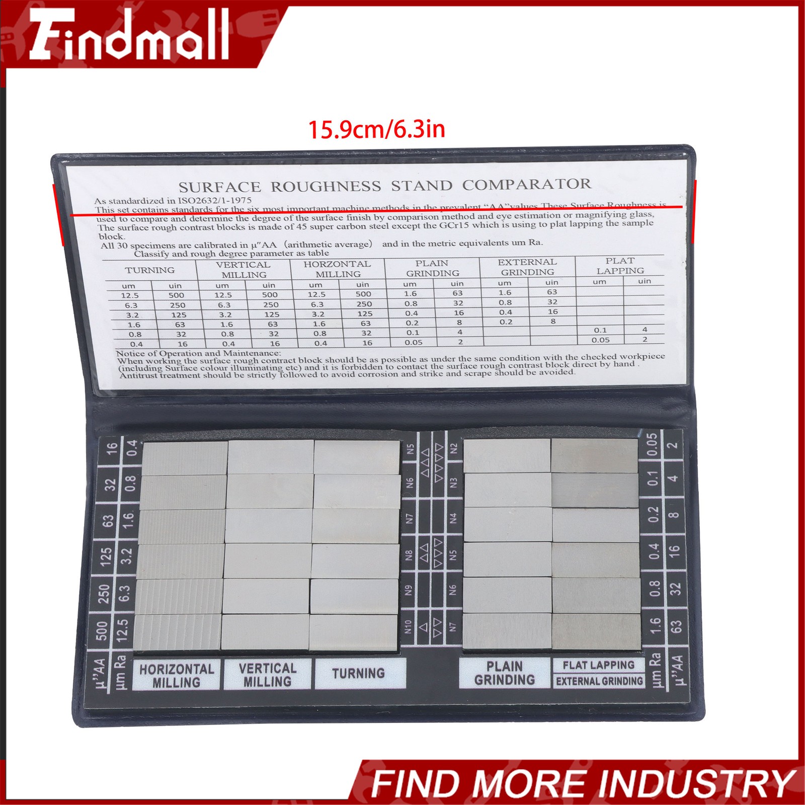 Findmall 30 Pc Specimen Surface Roughness Comparator Composite Pocket Set Gauge
