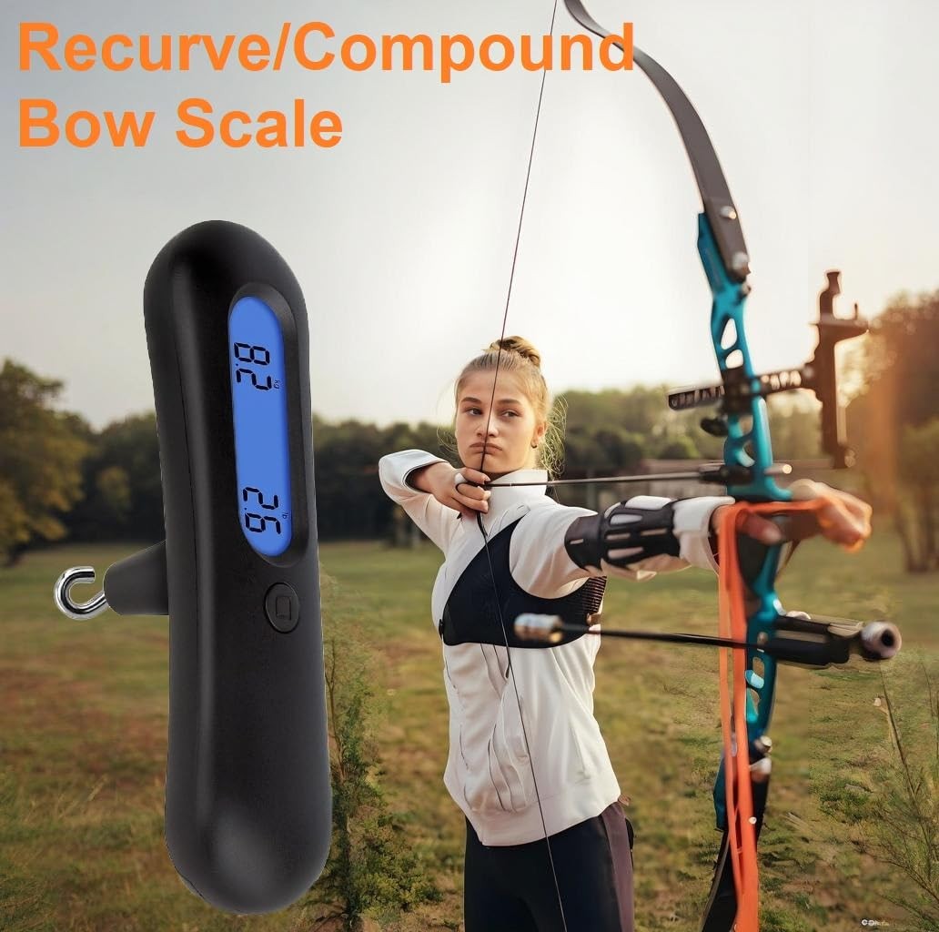 Archery Bow Scale 110LB/50KG for Recurve & Compound Bow Tuning, LCD Backlight...