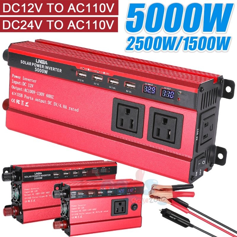 5000W Convertidor De DC 12V 110V AC Con USB Para Carro Auto Inversor Corriente