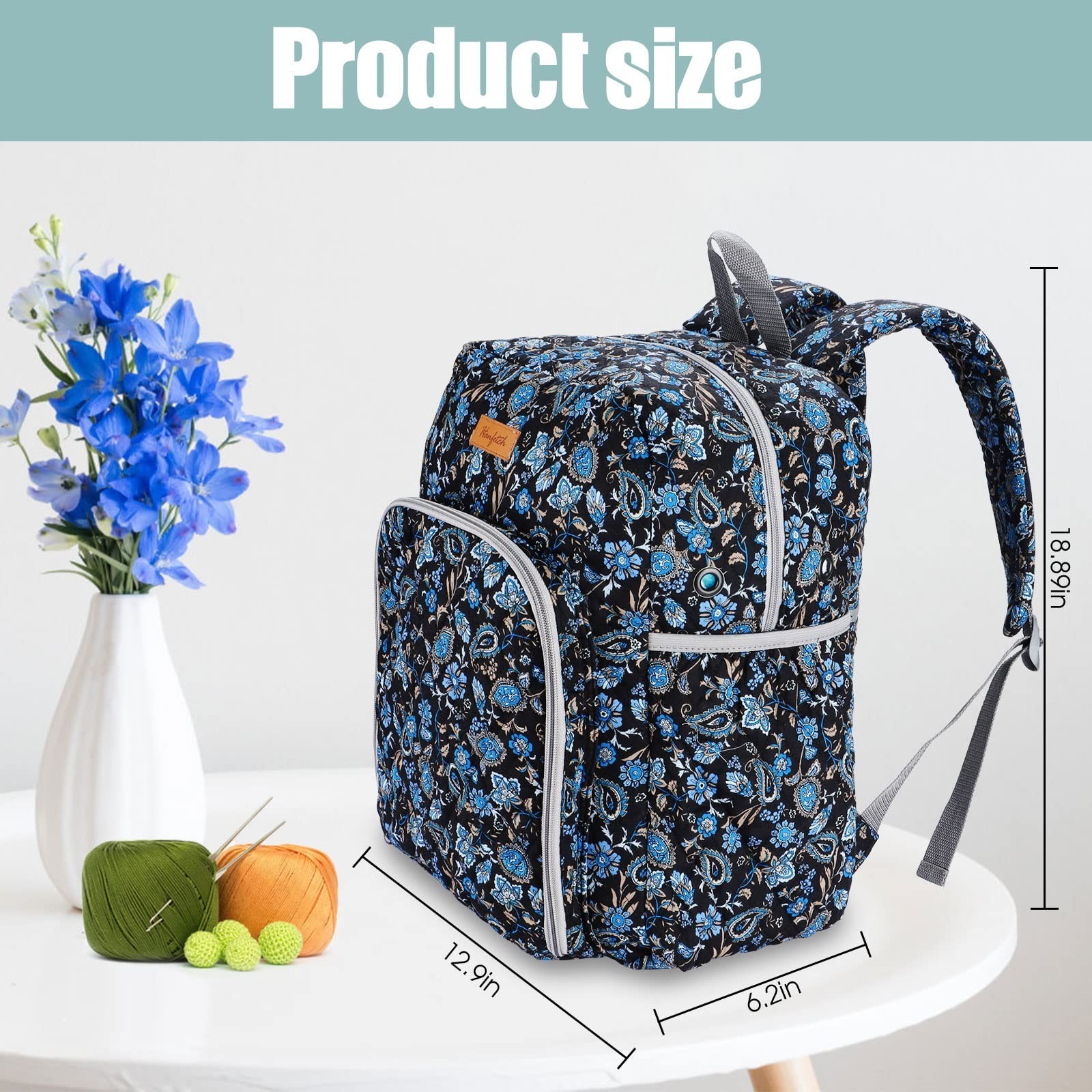 Yarn Storage Organizer Knitting Bag Backpack - Large Size with Grommets, Port...