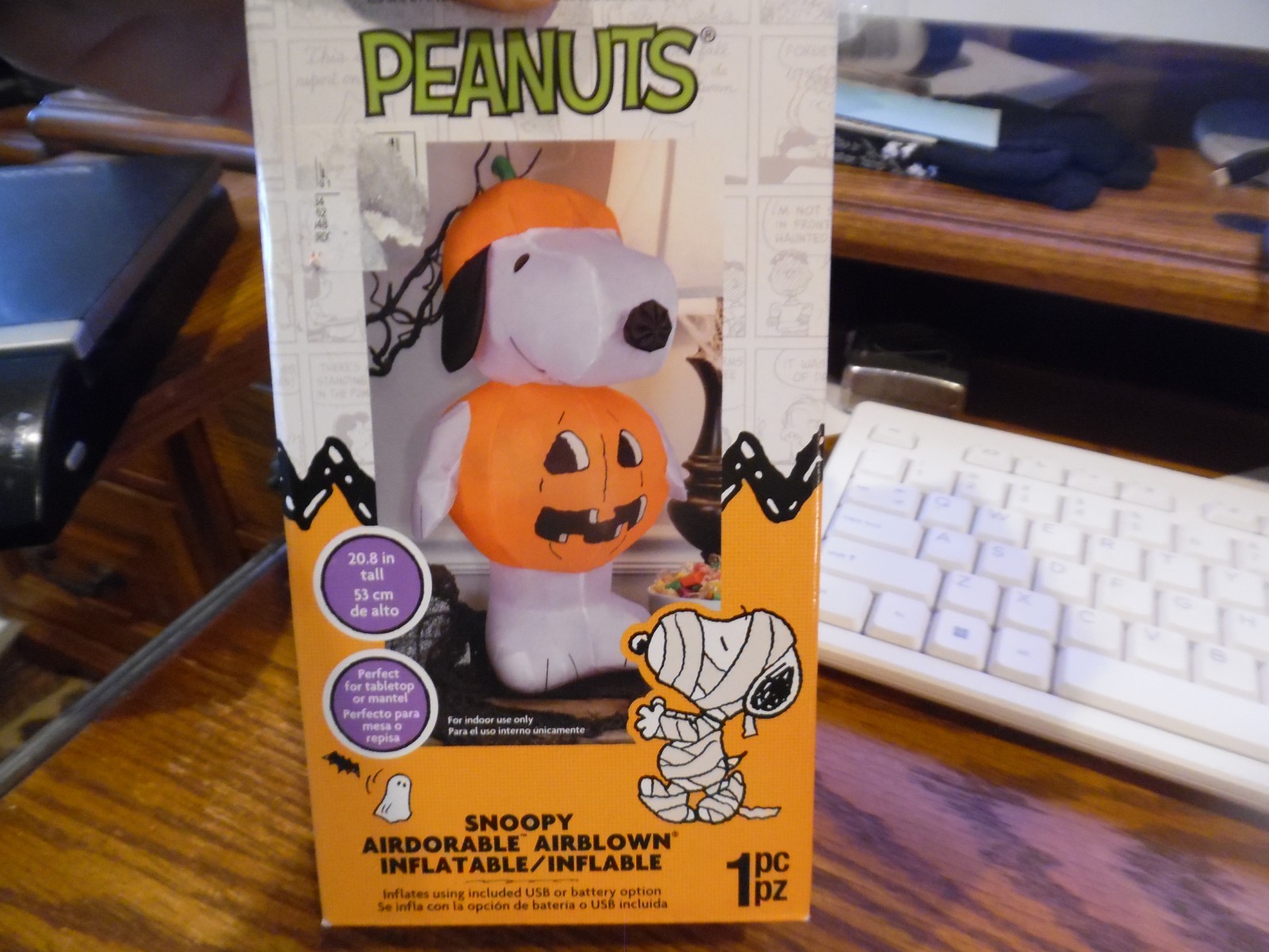 Halloween Peanuts Snoopy Airblown Inflatable 20.8" Great For Tabletop Mantel New
