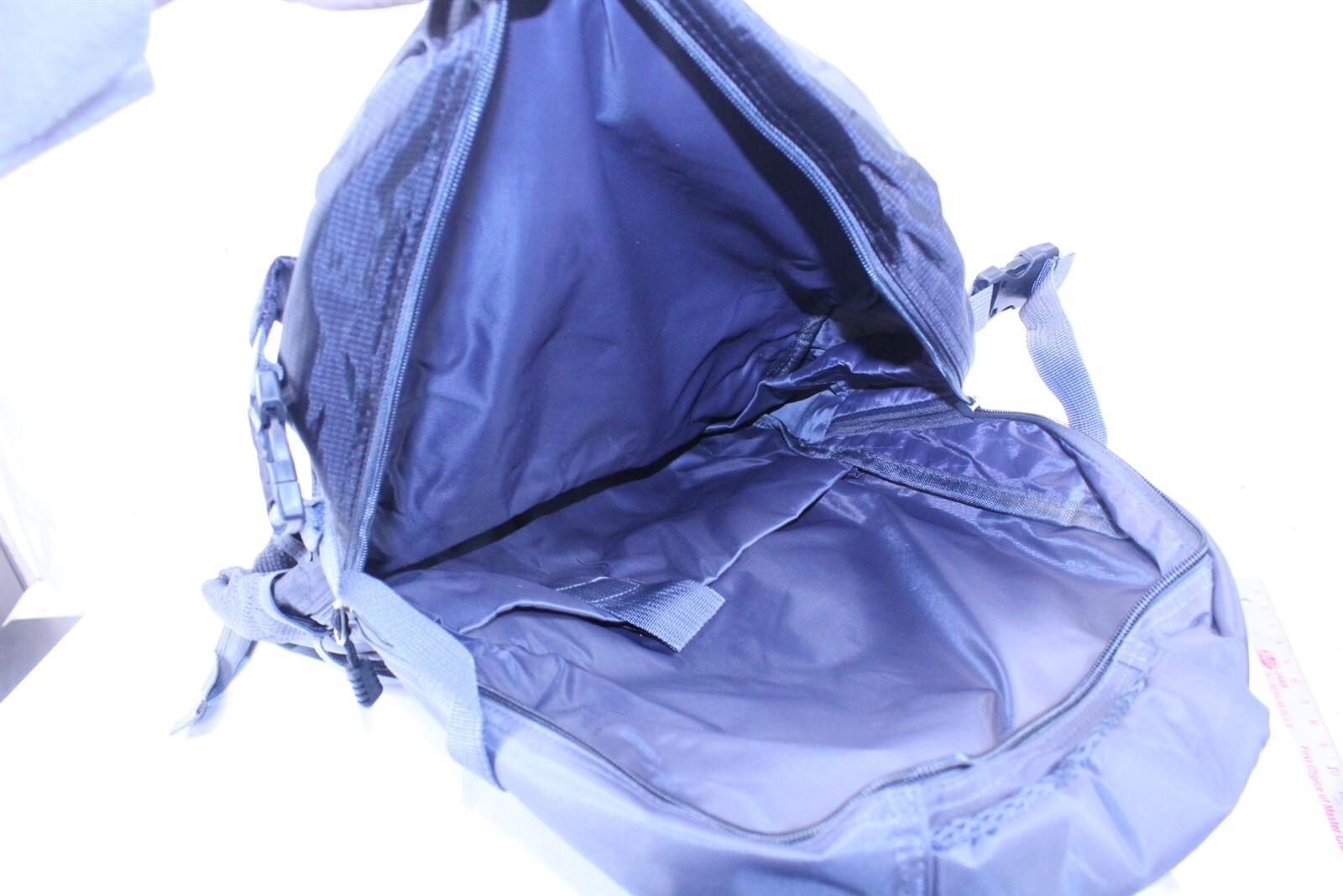 Backpack Multiple Pockets Adjustable Padded Straps Zip Close Grey Black