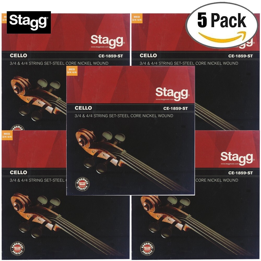 5-PACK Stagg CE-1859-ST Nickel Wound Medium Strings for 4/4 or 3/4 Cello