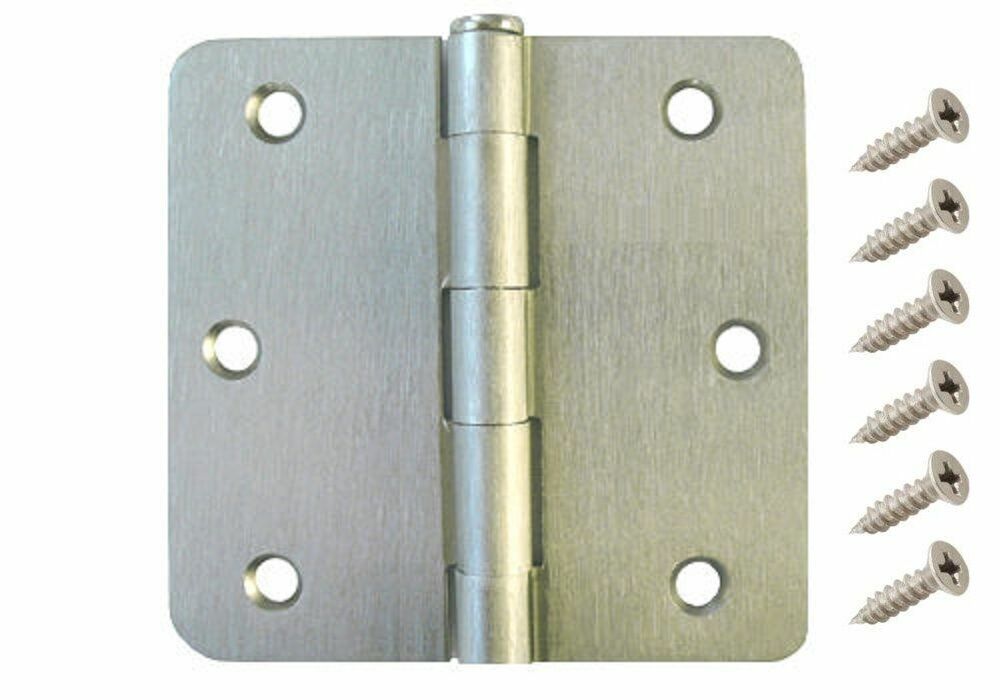 100 Pack 3.5" Satin Nickel Interior Door Hinges with 1/4" Radius Hinges