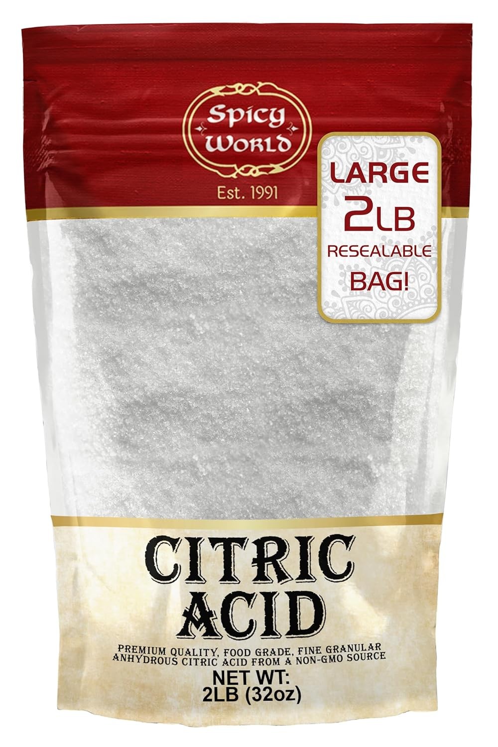Citric Acid 2 LB Bag - 100% Pure, Food Grade & Non-GMO - 2 Pound (Pack of 1)