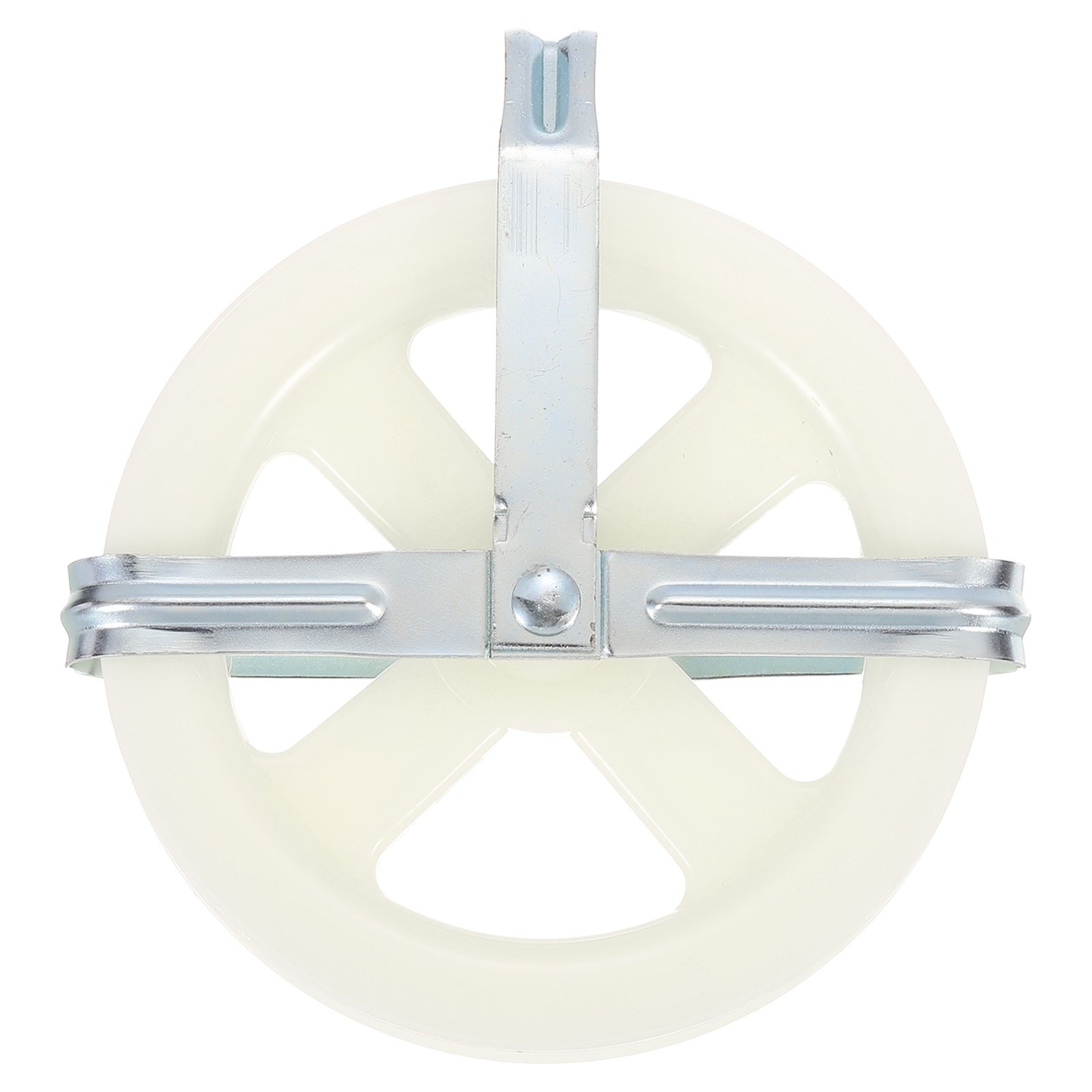 5" Clothesline Pulley with Durable Plastic Wheel and Iron Alloy Axle, White