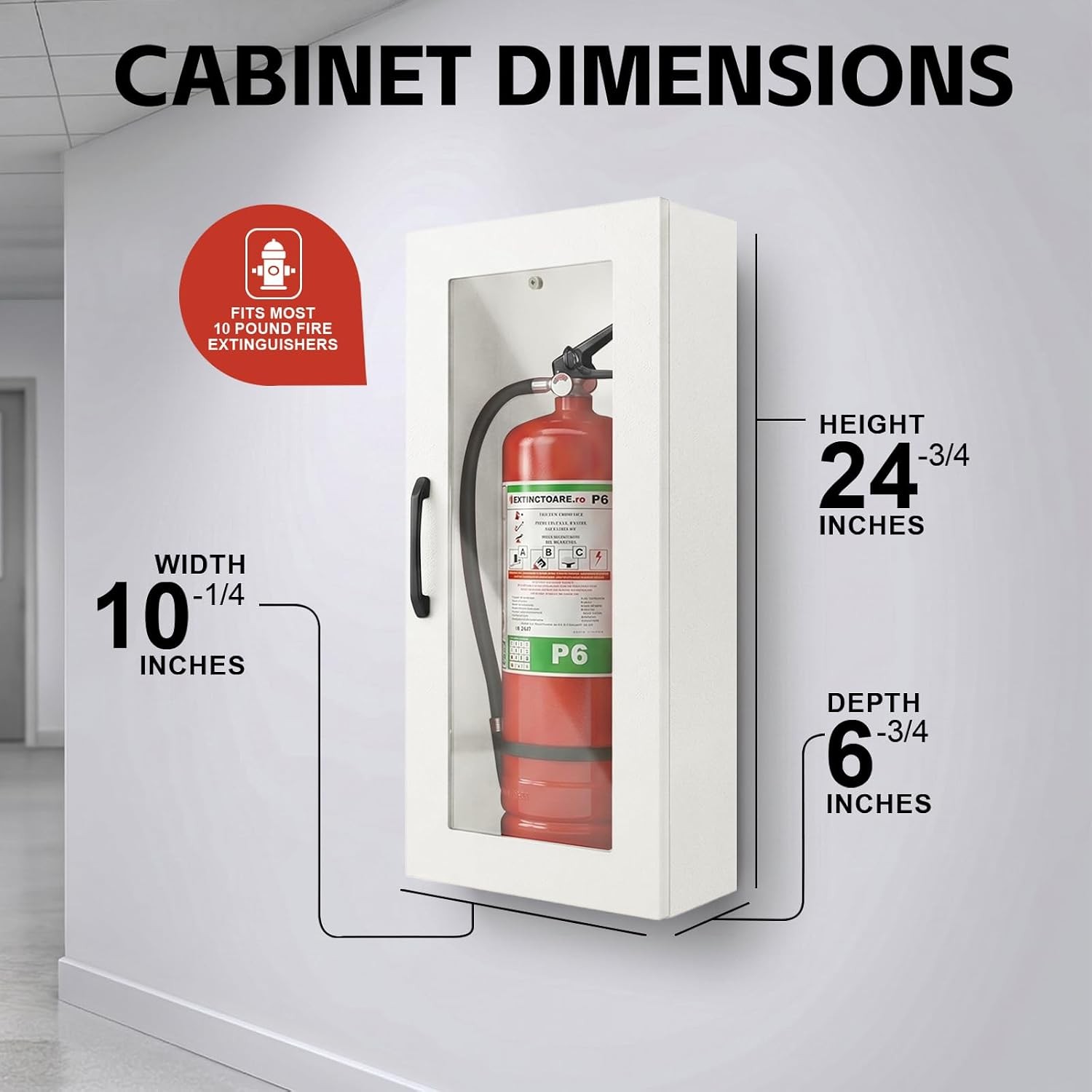 Fire Extinguisher Cabinet Wall or Surface Mount, Red | 19-Gauge Galvanized Steel