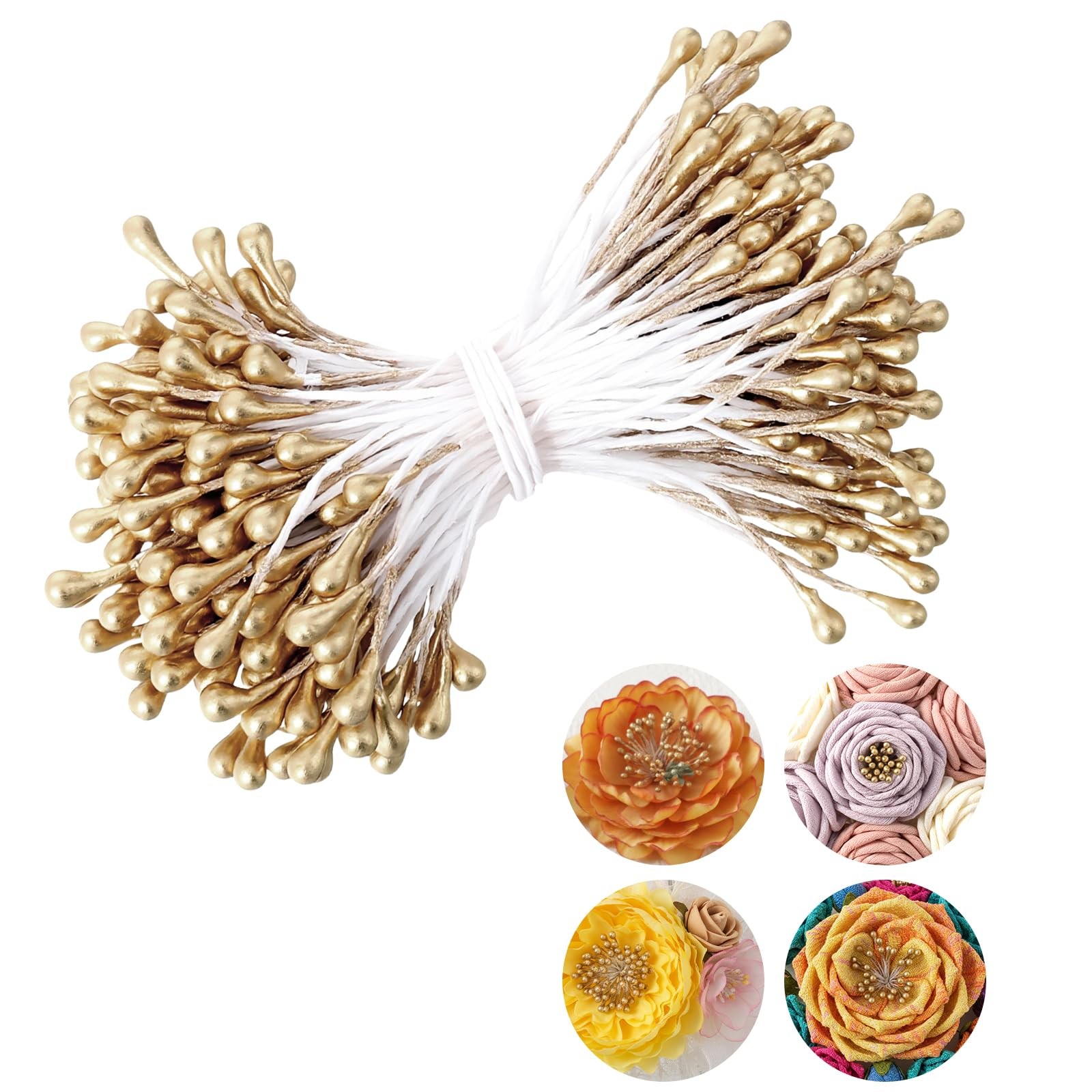 150 PCS 3mm Golden Brown Double Heads Flower Stamen Artificial Craft Decor