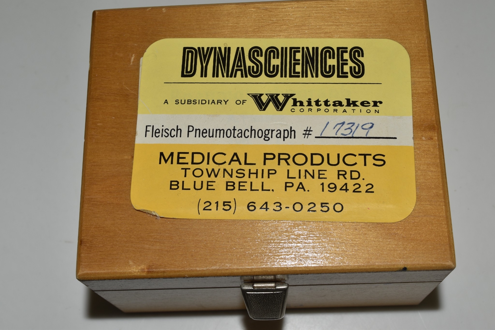 ^^ DYNASCIENCES PNEUMOTACHOGRAPH A FLEISCH 6 VOLT (SPI42)