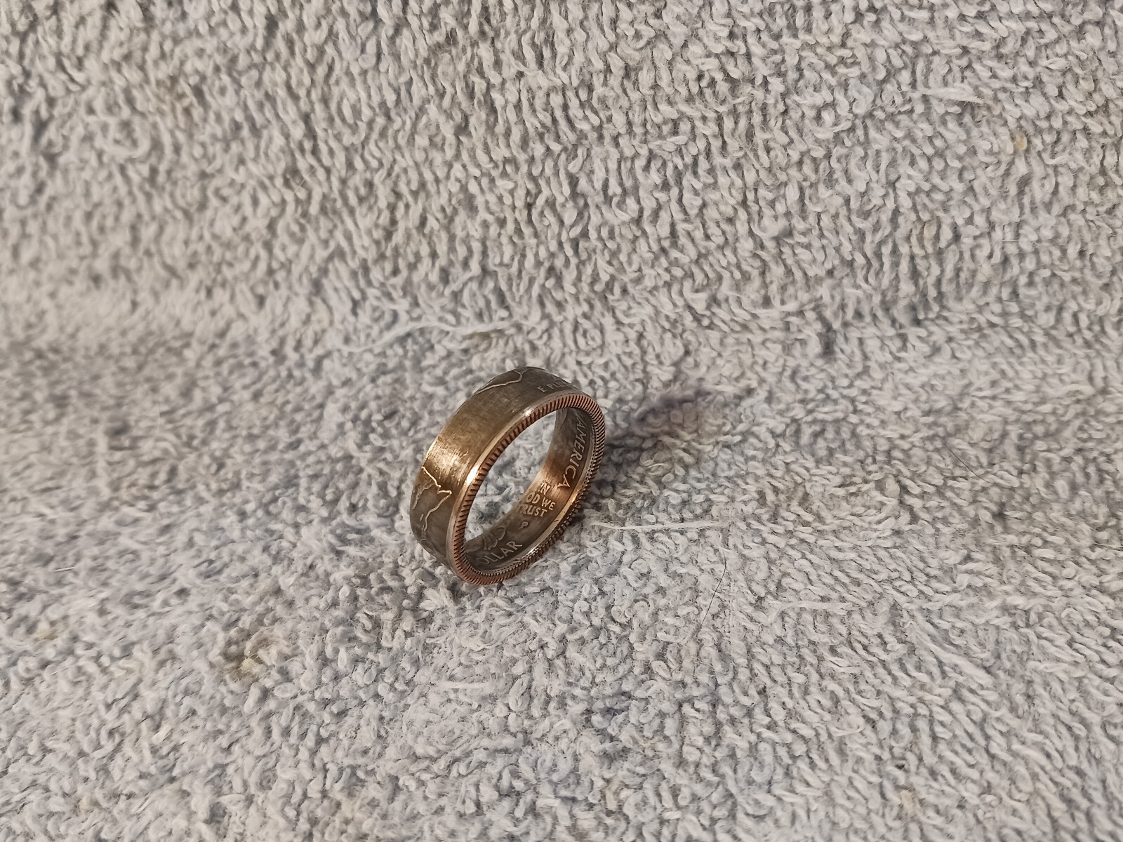 Michigan Handcrafted Washington Quarters coin ring, size 8 2004
