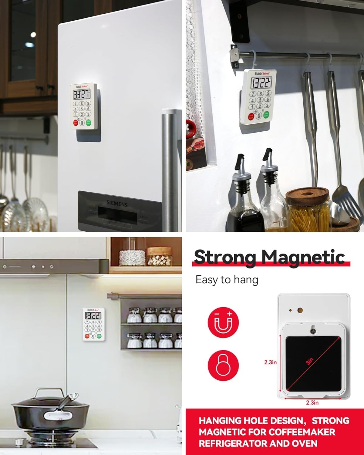 BaldrTherm Digital Kitchen Timer, Magnetic Waterproof Countdown Timer（Classic）