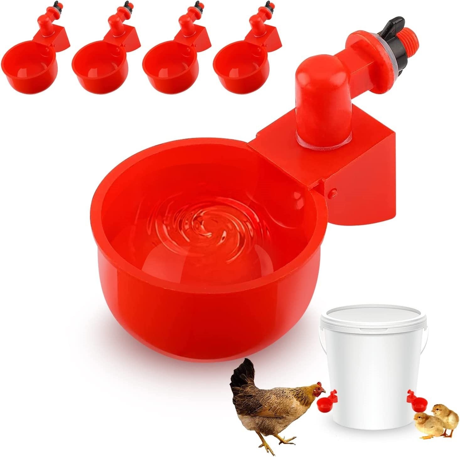 6PCS Automatic Poultry Drinking Cups Chicken Water Feeder Waterer Cups For Hens
