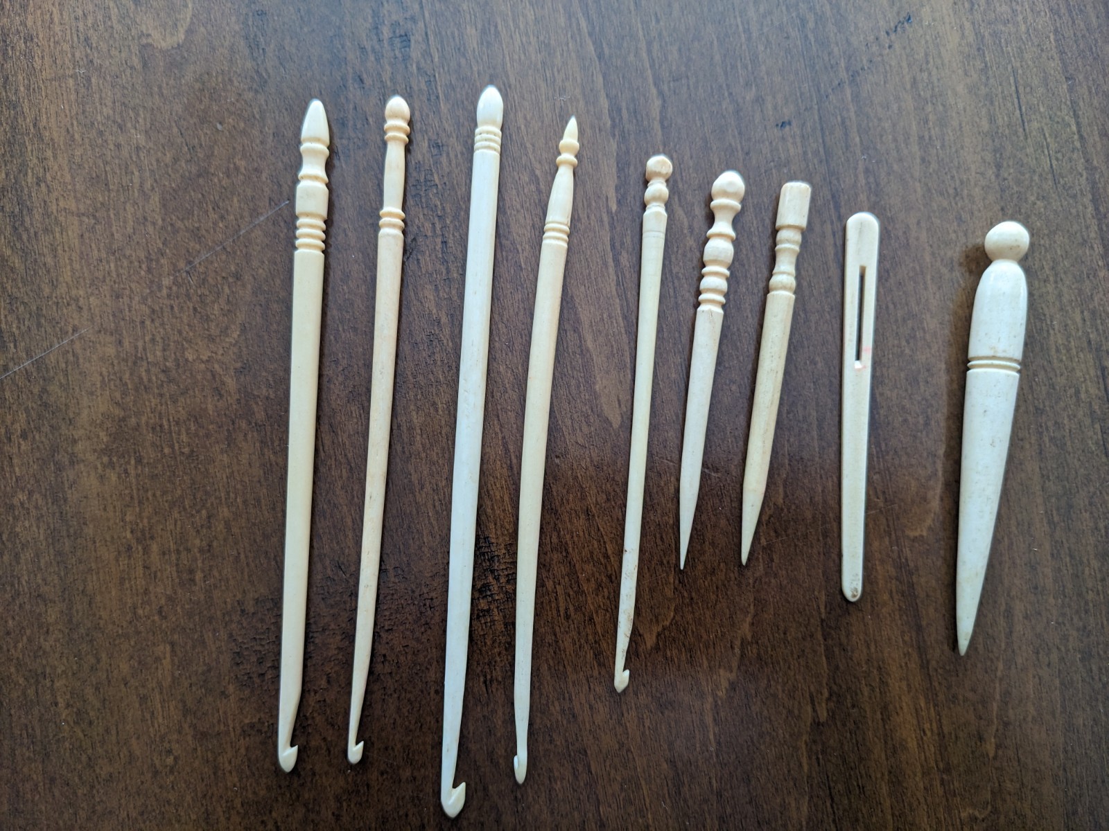 Antique Celluloid Crochet Hooks and other tools