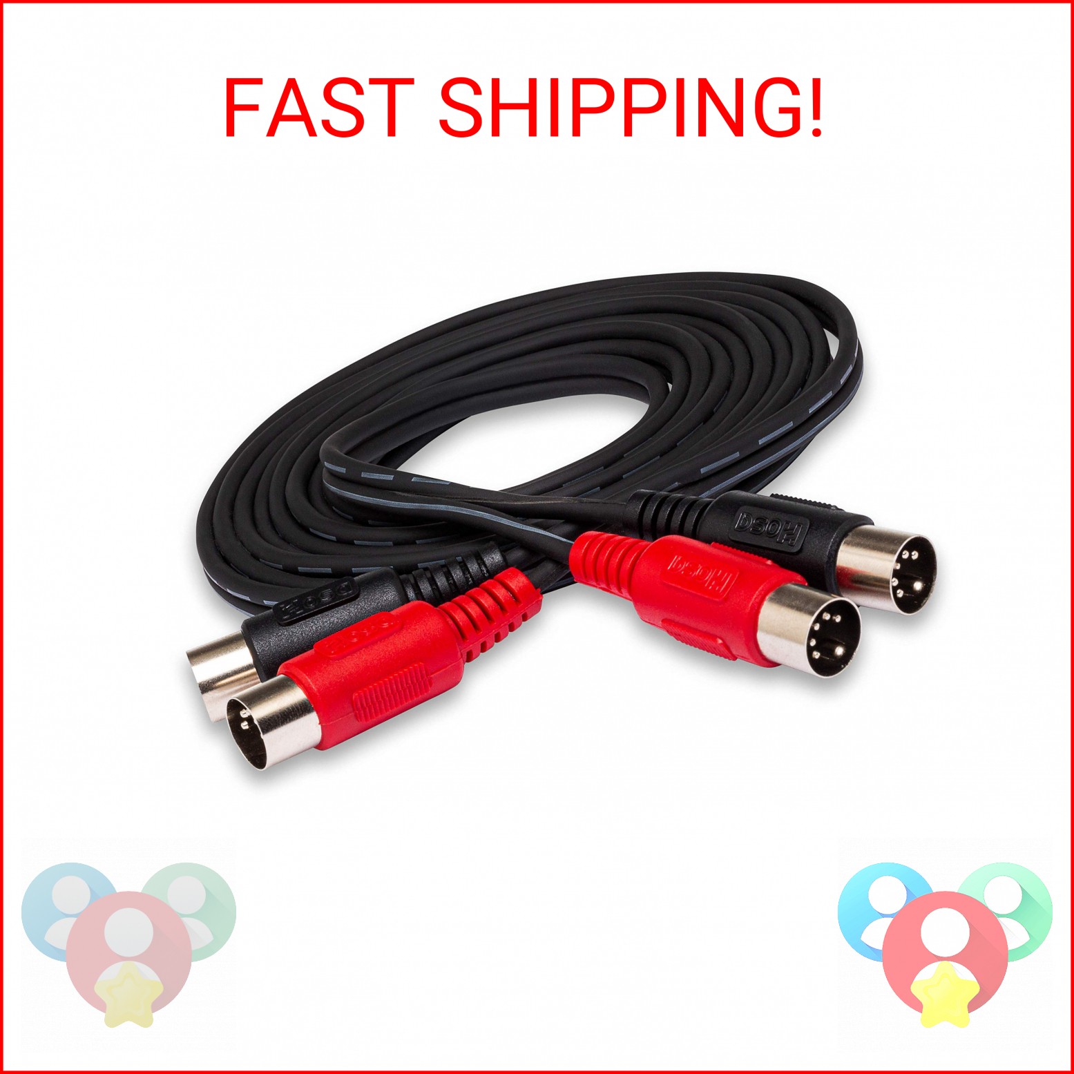 Hosa MID-203 Dual MIDI Cable, Dual 5-pin DIN to Same, 9.8 Feet