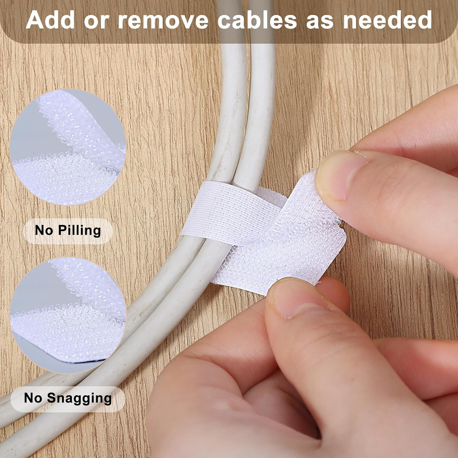100 Pcs Hook and Loop Cable Ties, Self Adhesive Cable Management Desktop Cable S