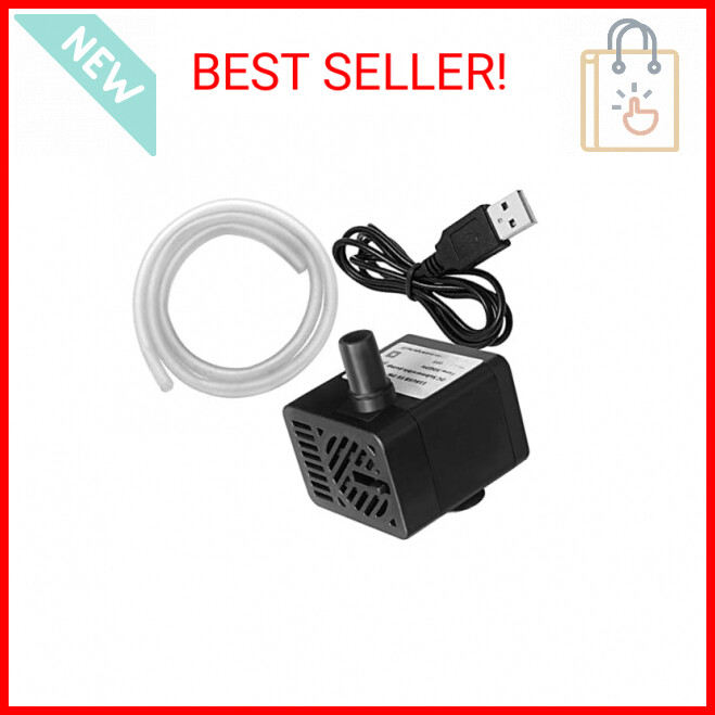 PULACO DC 5V USB Mini Submersible Water Pump with Tubing for Pet Fountain, Aquar