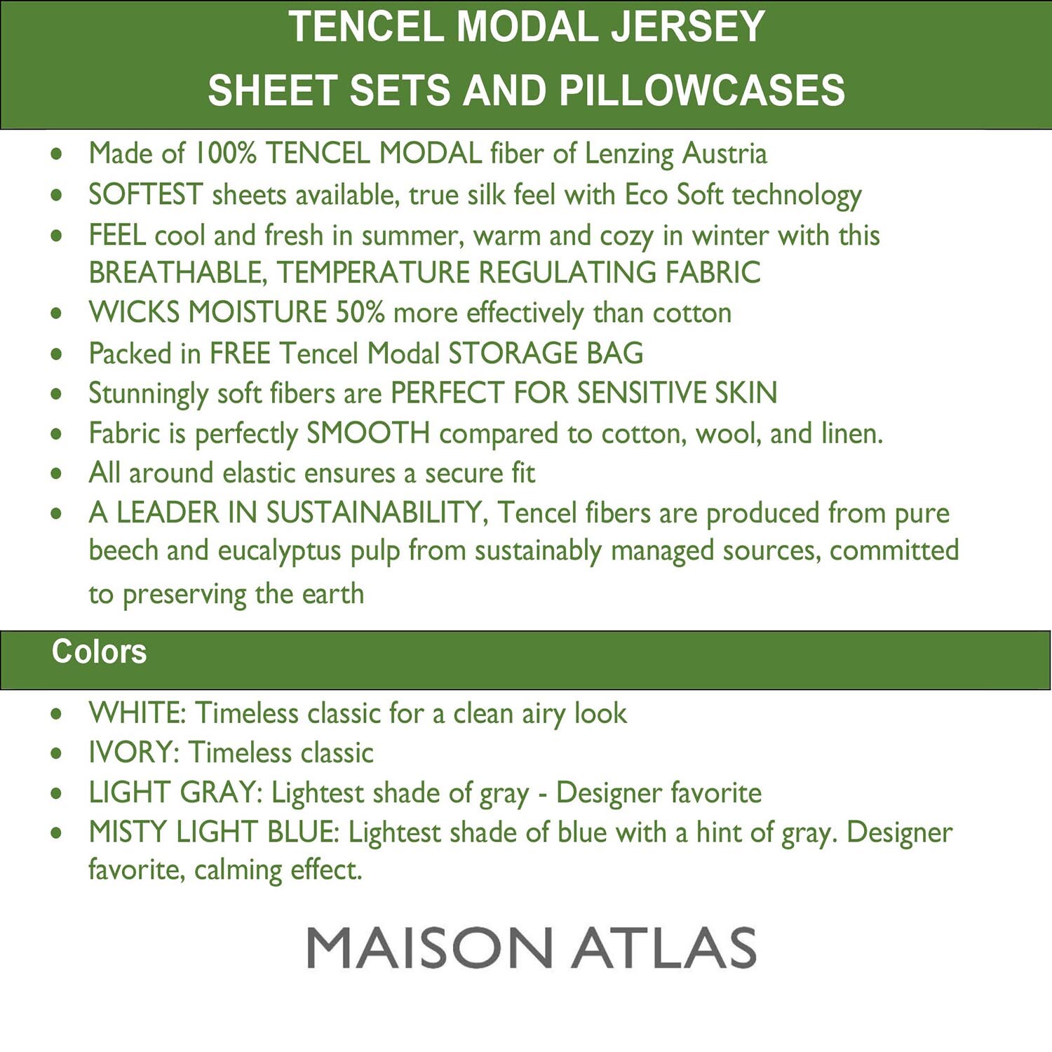 TENCEL MODAL Jersey SHEET SET PILLOWCASE by Maison Atlas | Pure Beech | NEW