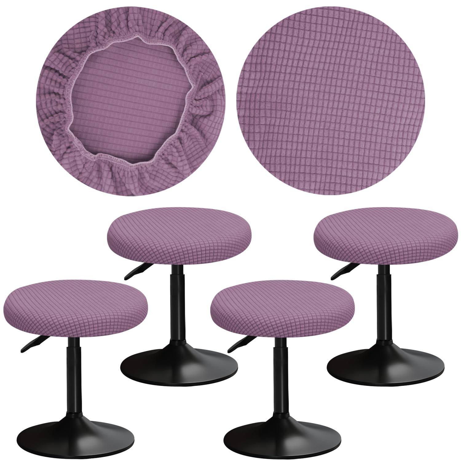 Stool Covers Round 12-16" Bar Stool Seat Covers Round with Plush Squares, Ela...